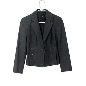 Rafaella Gray Denim Look Elegant Stretch Blazer Size 4P
